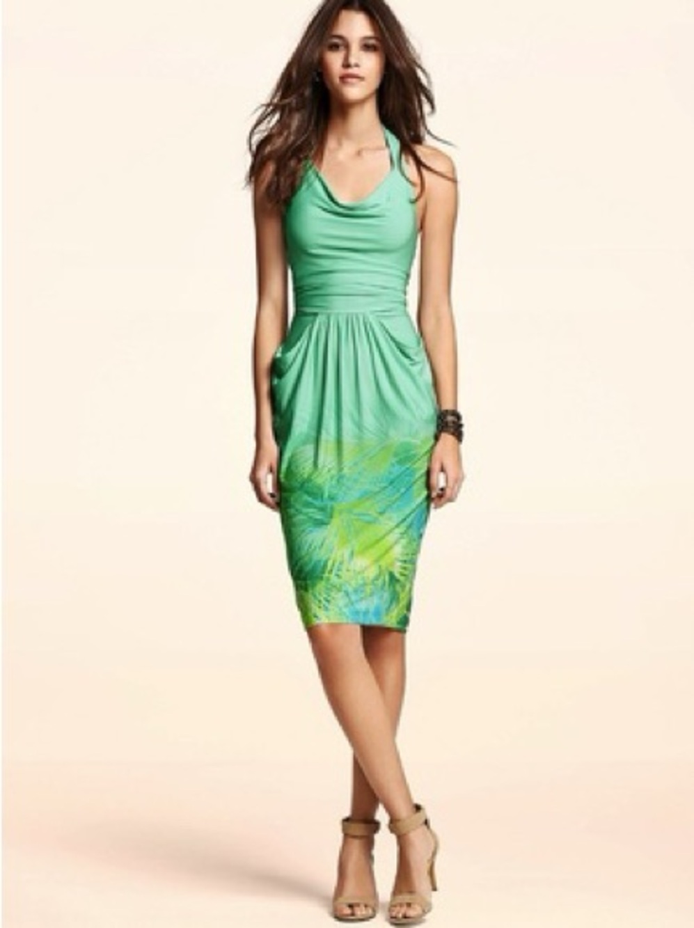 Victoria’s Secret Halter Midi Dress XS Tropical Palm Print NWOT